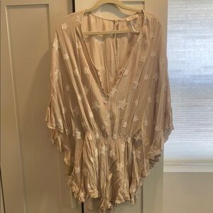 Beige Star Patterned Women's romper